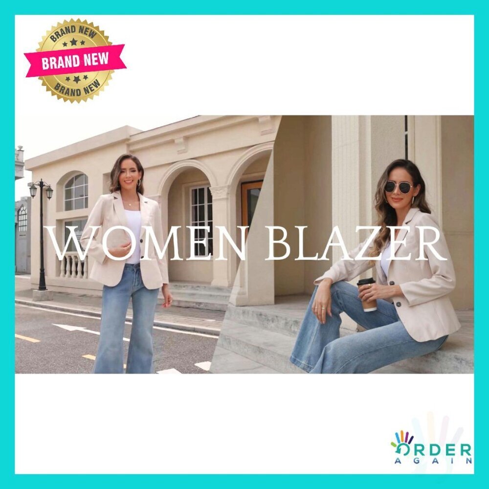 Long Sleeve Blazer Slim Fit Business Casual Office Jacket with Pockets - Picture 7 of 8